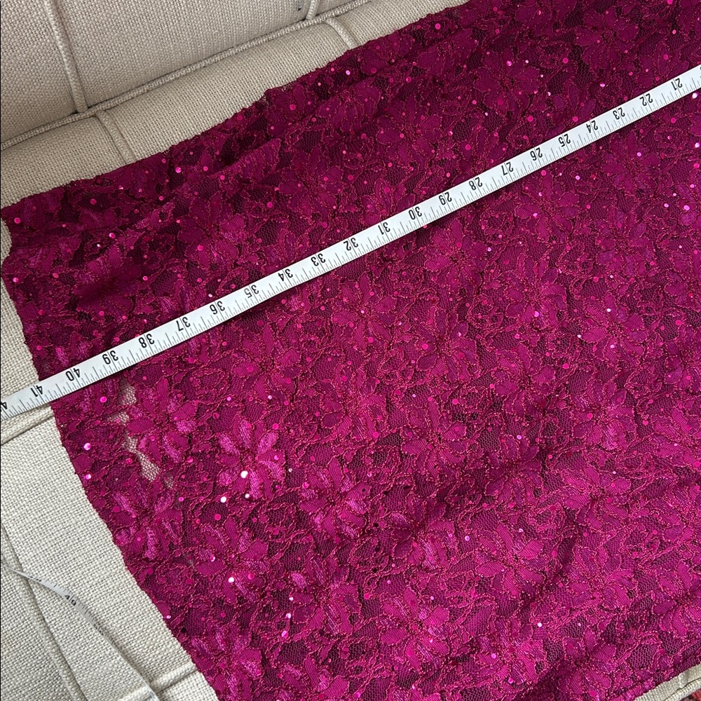 Magenta Floral Lace Dress with Embellishments - Picture 9 of 9